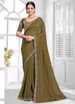 Currency Silk Mehendi Wedding Wear Embroidery Work Saree